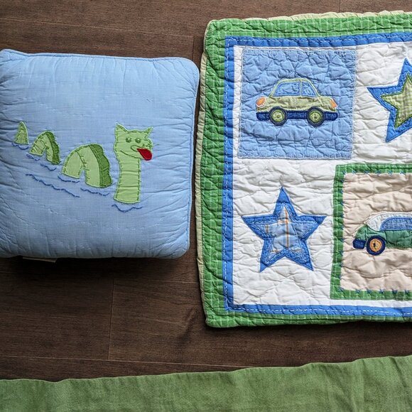 Comfy Pottery Barn Kids Bedding & Drapery Set – Cars & Stars (Blue & Green) - Picture 1 of 14